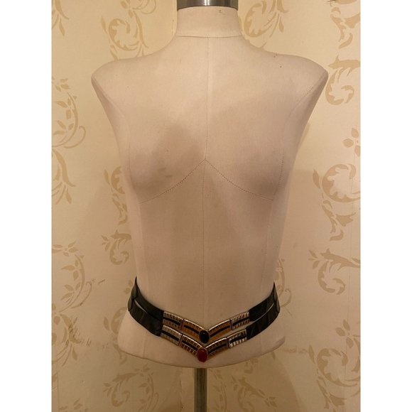 Judith Leiber Patent Black Leather Belt